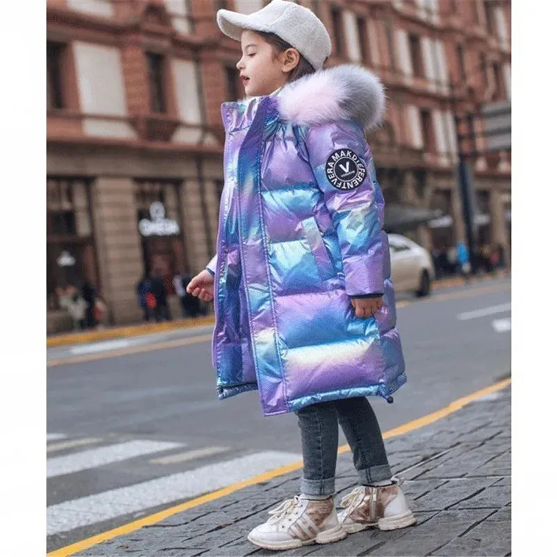 -30℃ Winter Girls Padded Jackets, Waterproof Hooded Coats for Kids (5-14 Years)