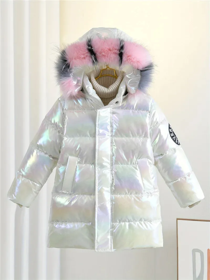 -30℃ Winter Girls Padded Jackets, Waterproof Hooded Coats for Kids (5-14 Years)