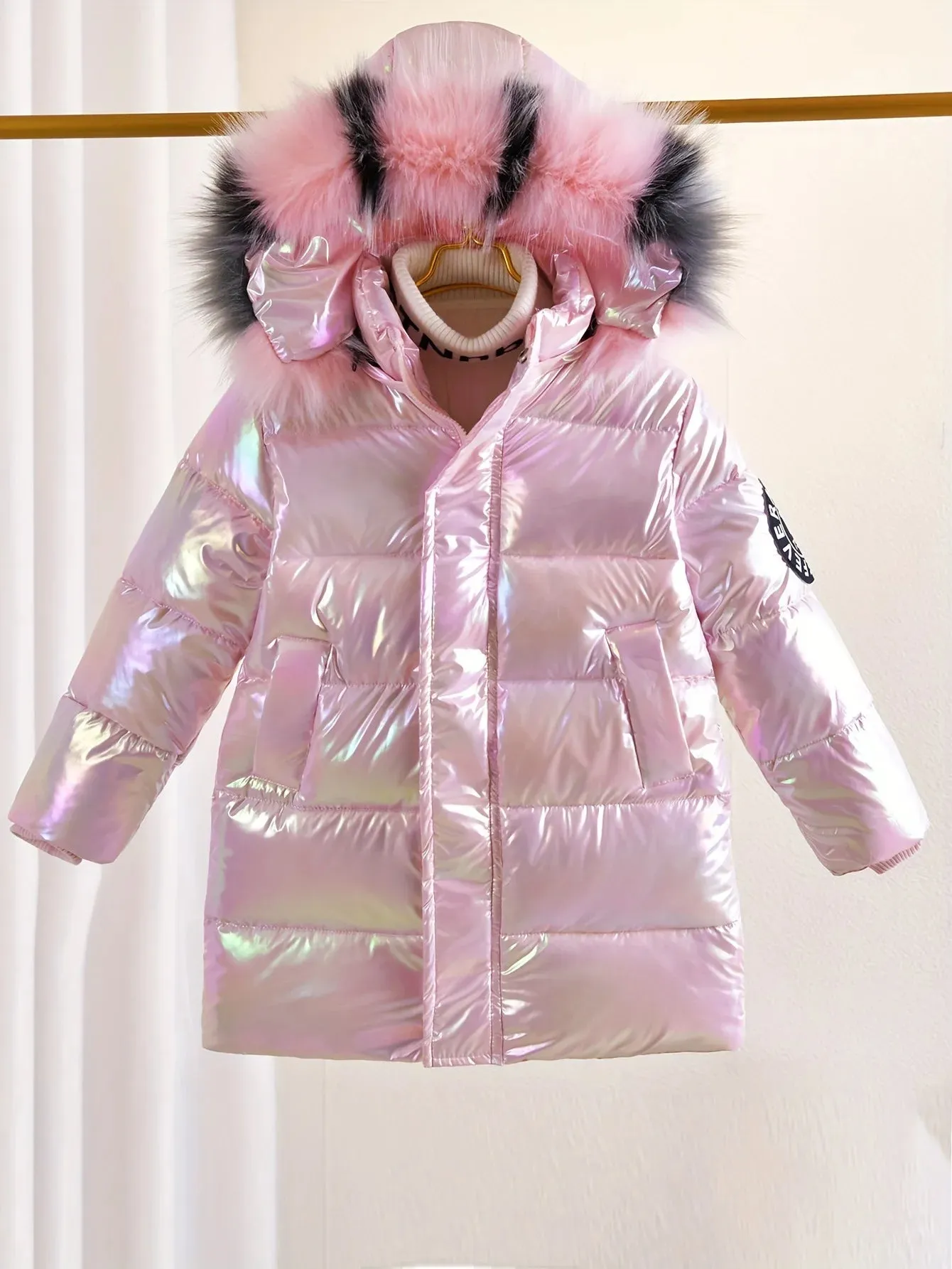 -30℃ Winter Girls Padded Jackets, Waterproof Hooded Coats for Kids (5-14 Years)