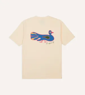 Antique White Peacock Print Short-Sleeve Hiking T-Shirt