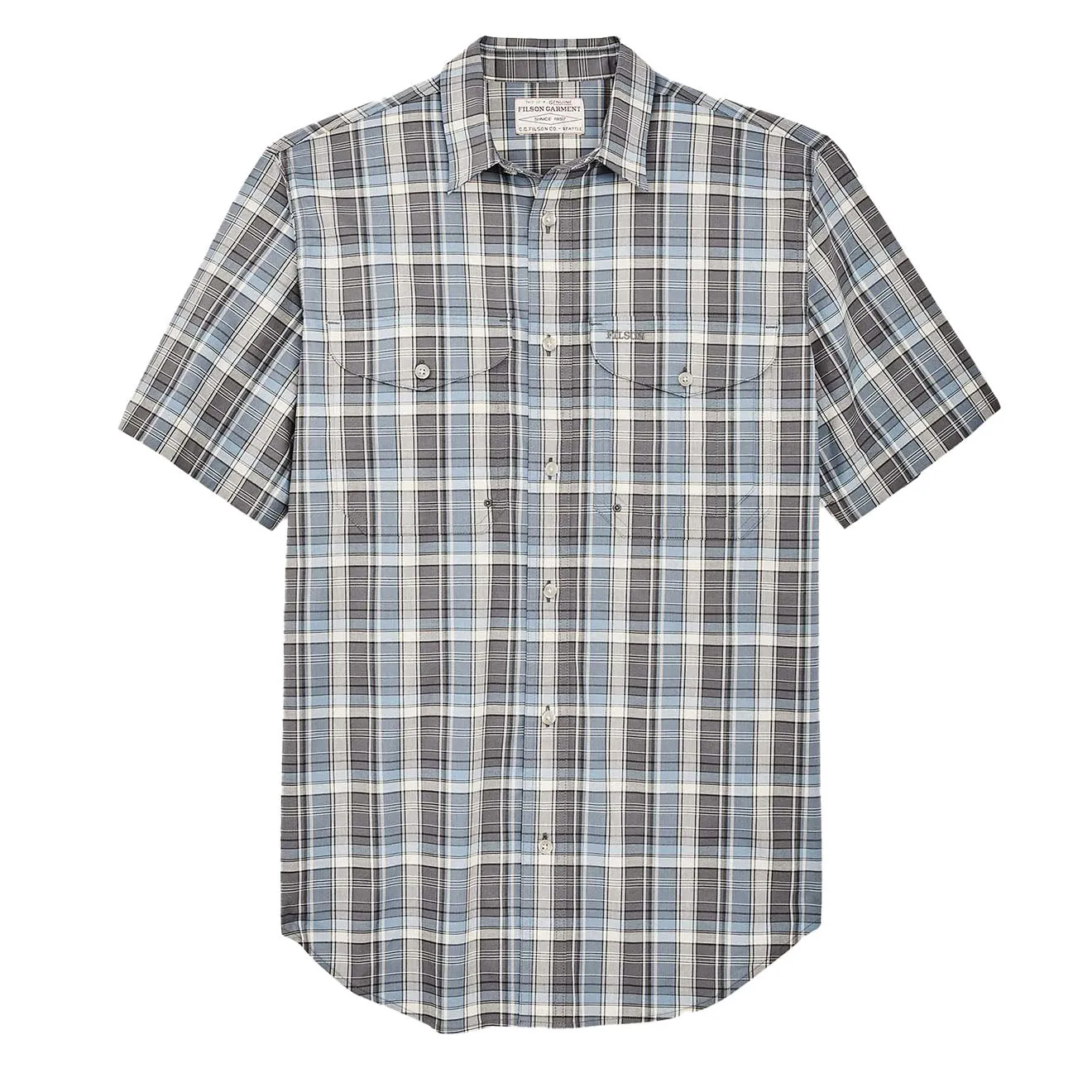 Filson Twin Lakes Short Sleeve Sport Shirt Gray / Blue / Cream