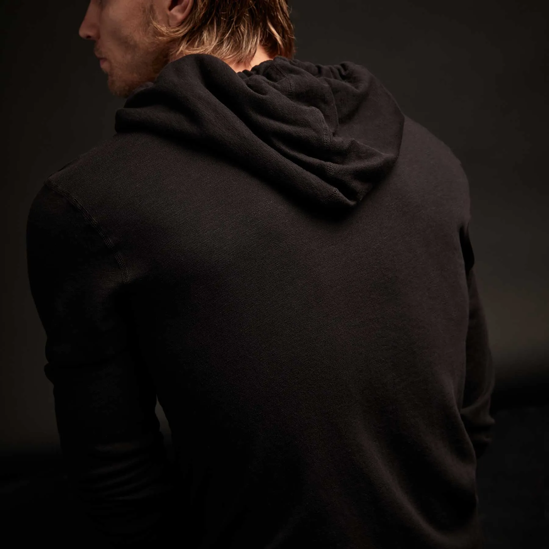 Vintage French Terry Zip Up Hoodie - Black