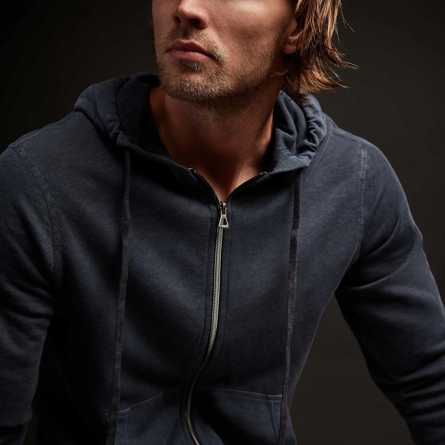Vintage French Terry Zip Up Hoodie - Deep Pigment