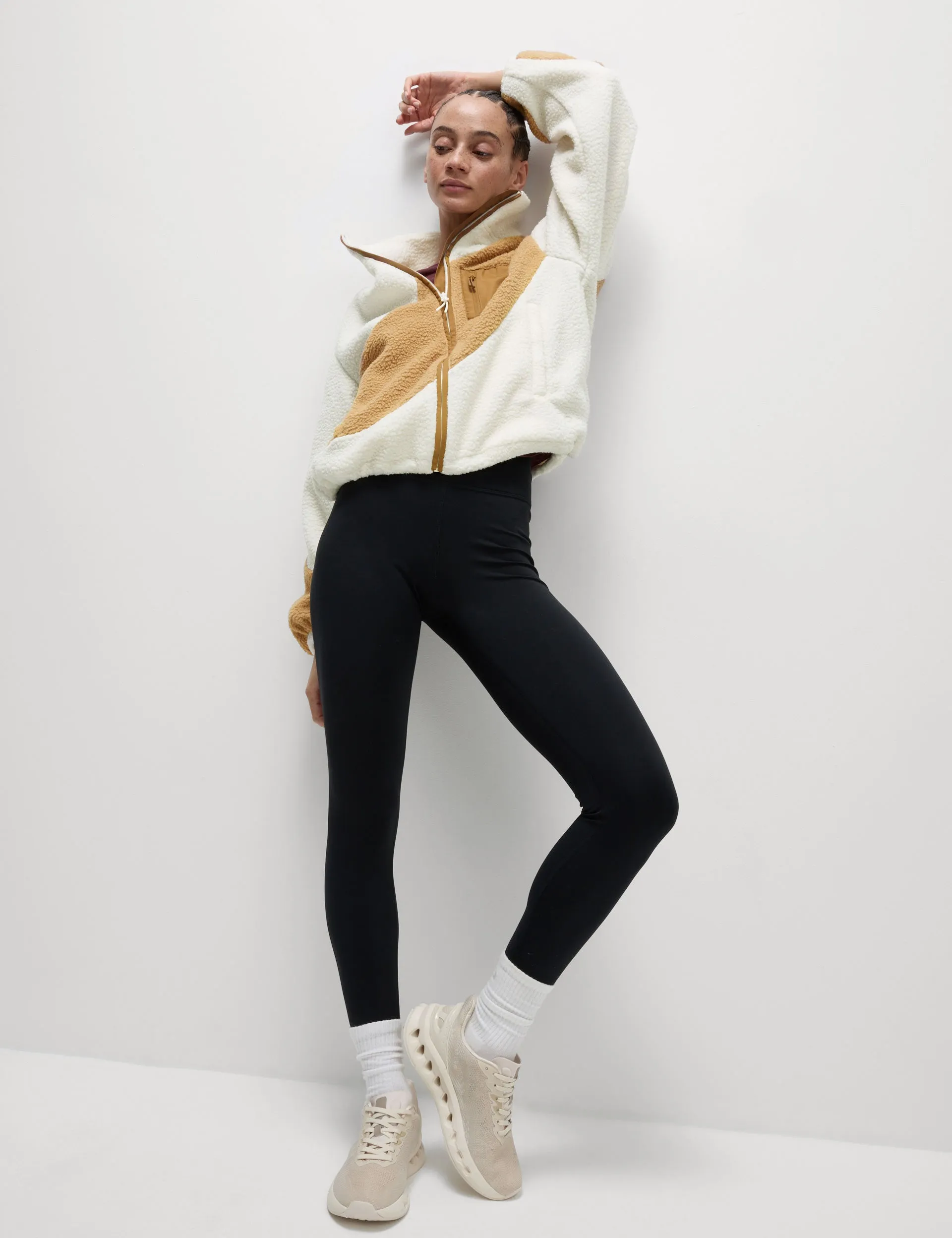 Borg Zip Up Funnel Neck Fleece - Ivory