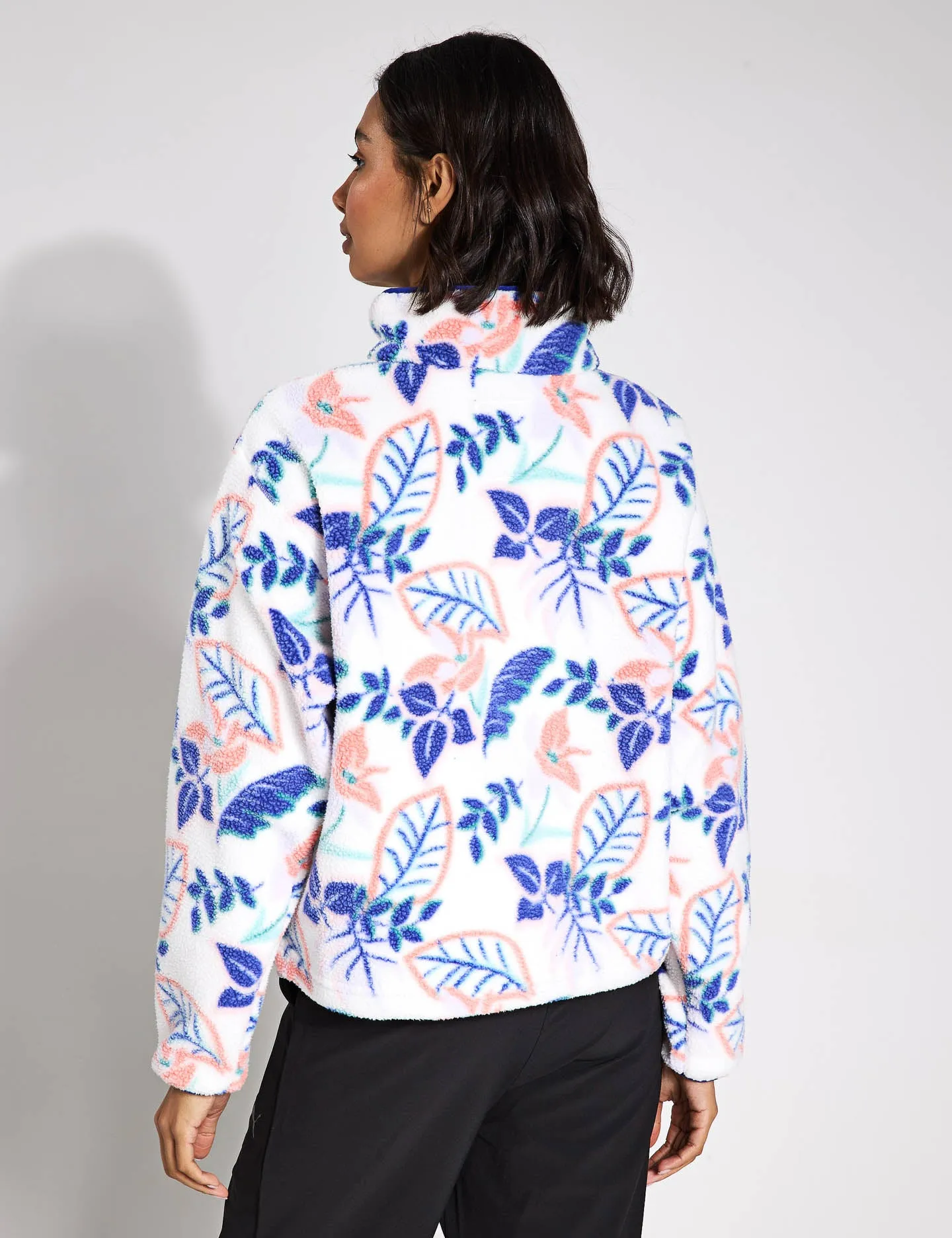 Helvetia II Cropped Sherpa Half Snap Printed Fleece - Sea Salt Pasteled Multi