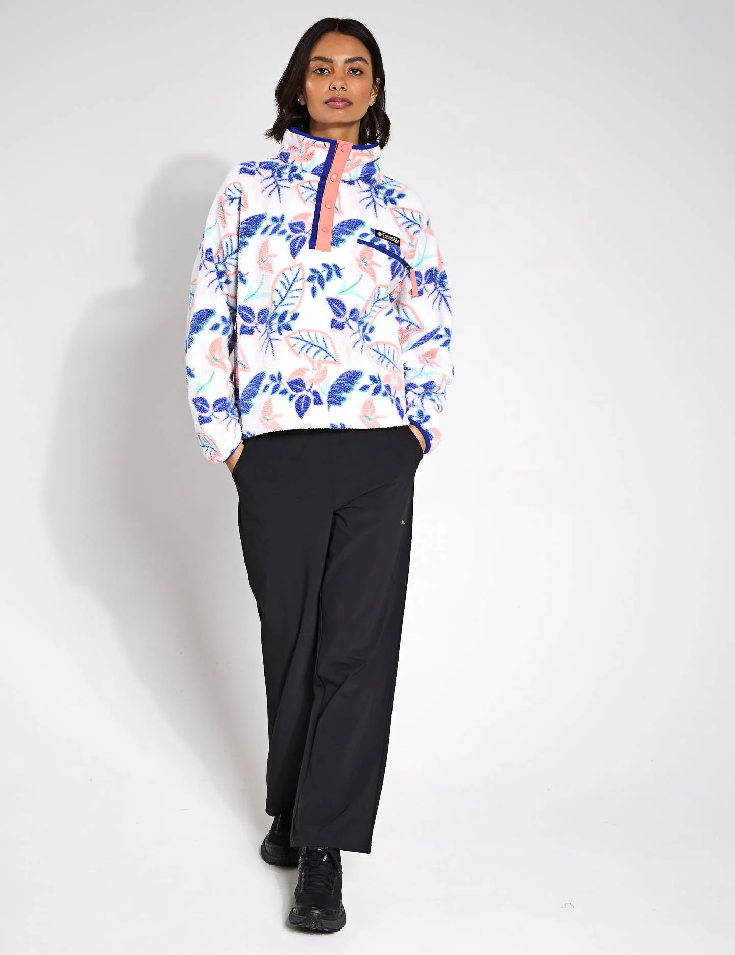 Helvetia II Cropped Sherpa Half Snap Printed Fleece - Sea Salt Pasteled Multi