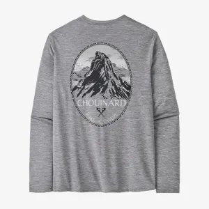 Patagonia Men's L/S Cap Cool Daily Graphic Shirt - Lands - Chouinard Crest: Feather Grey