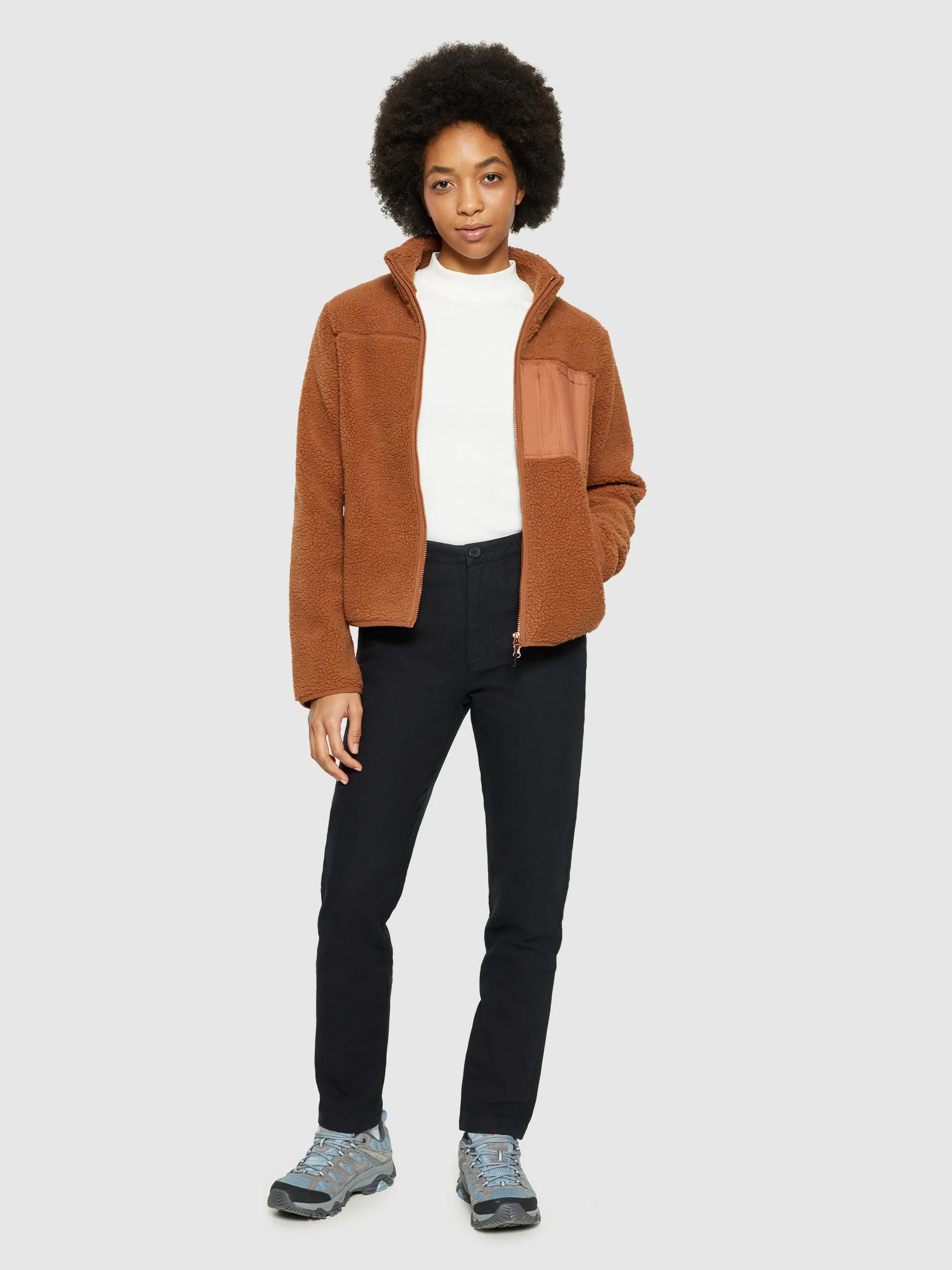 Teddy high neck zip jacket - Mocha Bisque